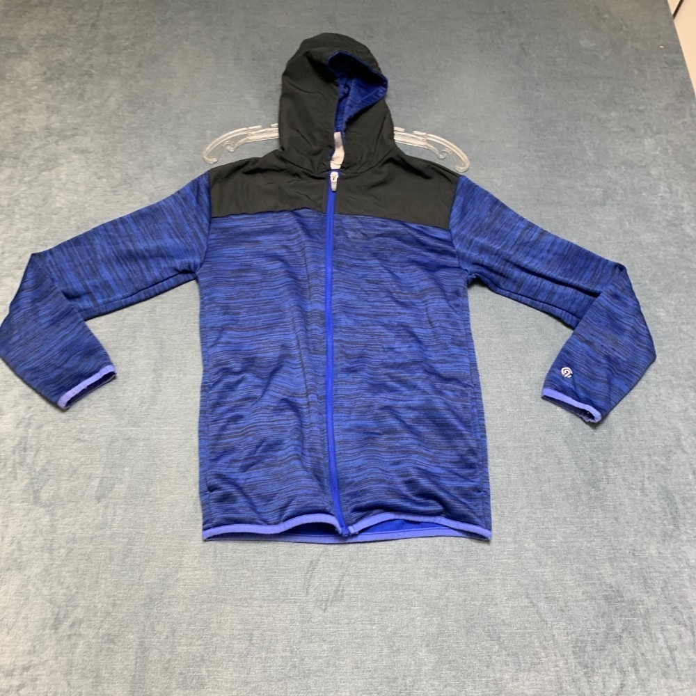 Champion Hoodie Boys L 12-14 Blue Black Mesh Lined Long Sleeve Outdoor Full Zip